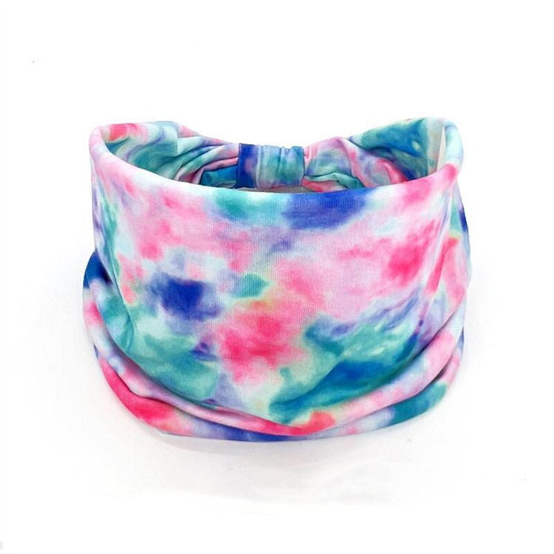 New Tie Dye Turban Sport Hair Sweatband for Women Men Colourful Knot Stretchy Wide Headbands Yoga Bandana Hairbands Bandages 1