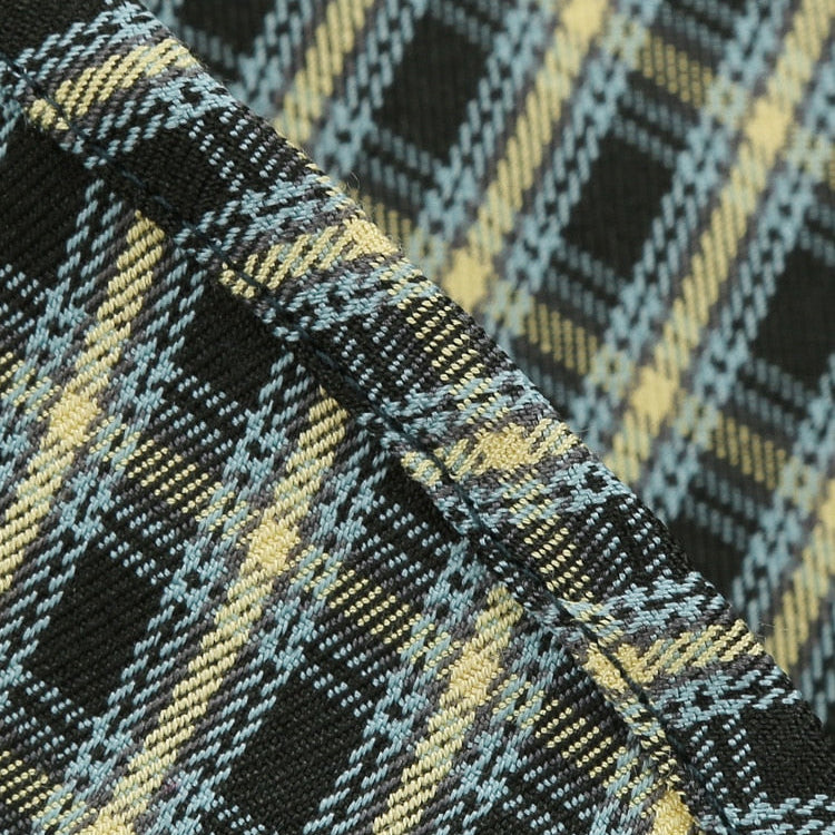 Tonval Gigot Sleeve Button Up Vintage Rockabilly Swing Dress Elegant Party Wear 2022 Women Fall Outfits Green Plaid Dresses