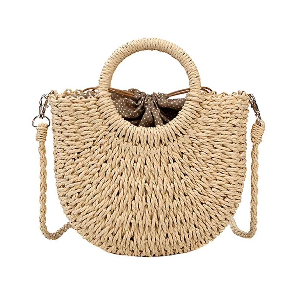 Summer Straw Handbag Wooden Handle Large Capacity Paper Rope Woven Straw Bag New Fashion Summer Vacation Travel Beach Bag beige13