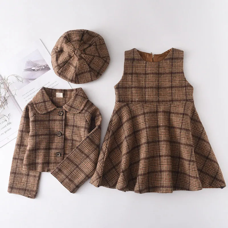Leader Fashion Kids Girls Princess 2pcs Clothes Set Autumn Winter Children Coat Outwear+Skirts Vintage Outfits Suit 2-12Y AH4070R