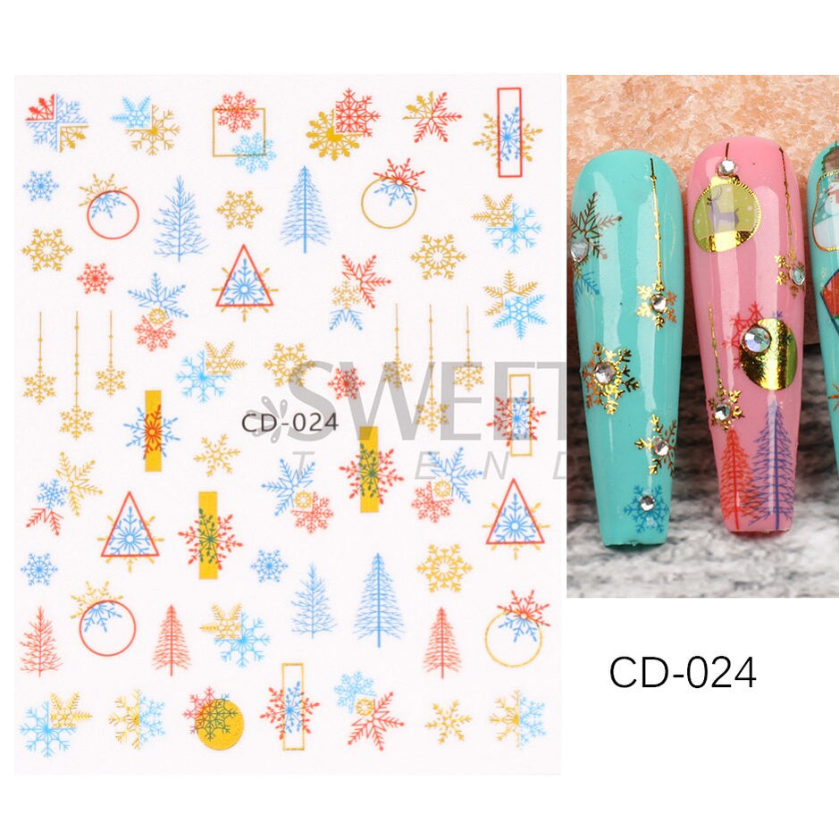 Snow Bird Winter Autumn Nail Art Stickers Maple Leaf Cotton Flower Fall Design Line Adhesive Sliders Manicure Decoration JINO-48 CD-024