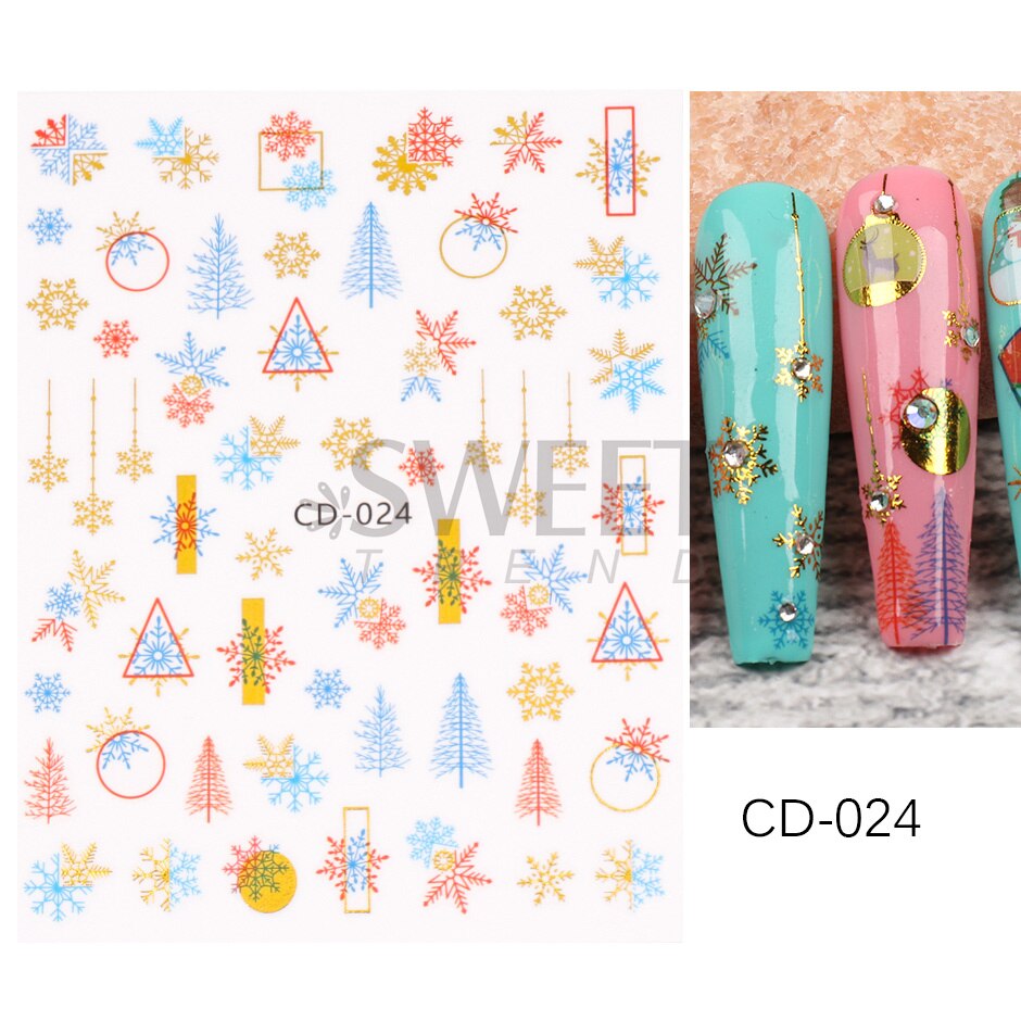 Snow Bird Winter Autumn Nail Art Stickers Maple Leaf Cotton Flower Fall Design Line Adhesive Sliders Manicure Decoration JINO-48 CD-024