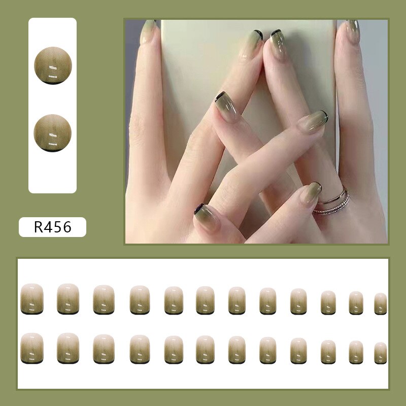 24Ps Childlike Fake Nails With Glue Cute Kawaii Personality Stick On Nails False Girls Short Press On Nail Art DIY Manicure Tool Nails With Glue R456