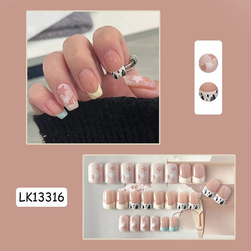 Y2k Fake Black Nail Long Ballet Reusable Adhesive Acrylic Press on set Nails Dark Acrylic Artificial False Nails Arts Tips 24pcs 13416