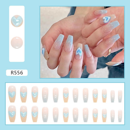Y2k Fake Black Nail Long Ballet Reusable Adhesive Acrylic Press on set Nails Dark Acrylic Artificial False Nails Arts Tips 24pcs