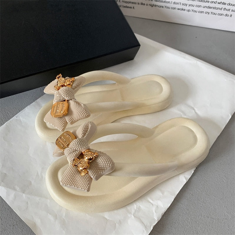 Summer Women Slippers Cute Clip Toe Flip Flops Shoes Female Platform Outdoor Fashion Beach Sandals Ladiew Casual Flat Slides Beige