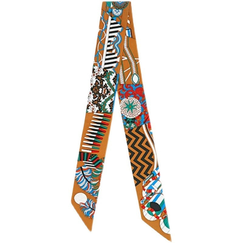 Mulberry silk silk tie bag long silk scarf star internet celebrity same style suit scarf streamer headband