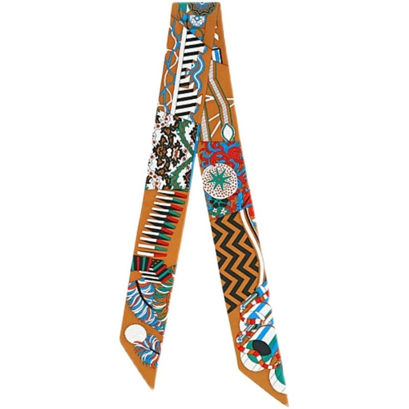 Mulberry silk silk tie bag long silk scarf star internet celebrity same style suit scarf streamer headband