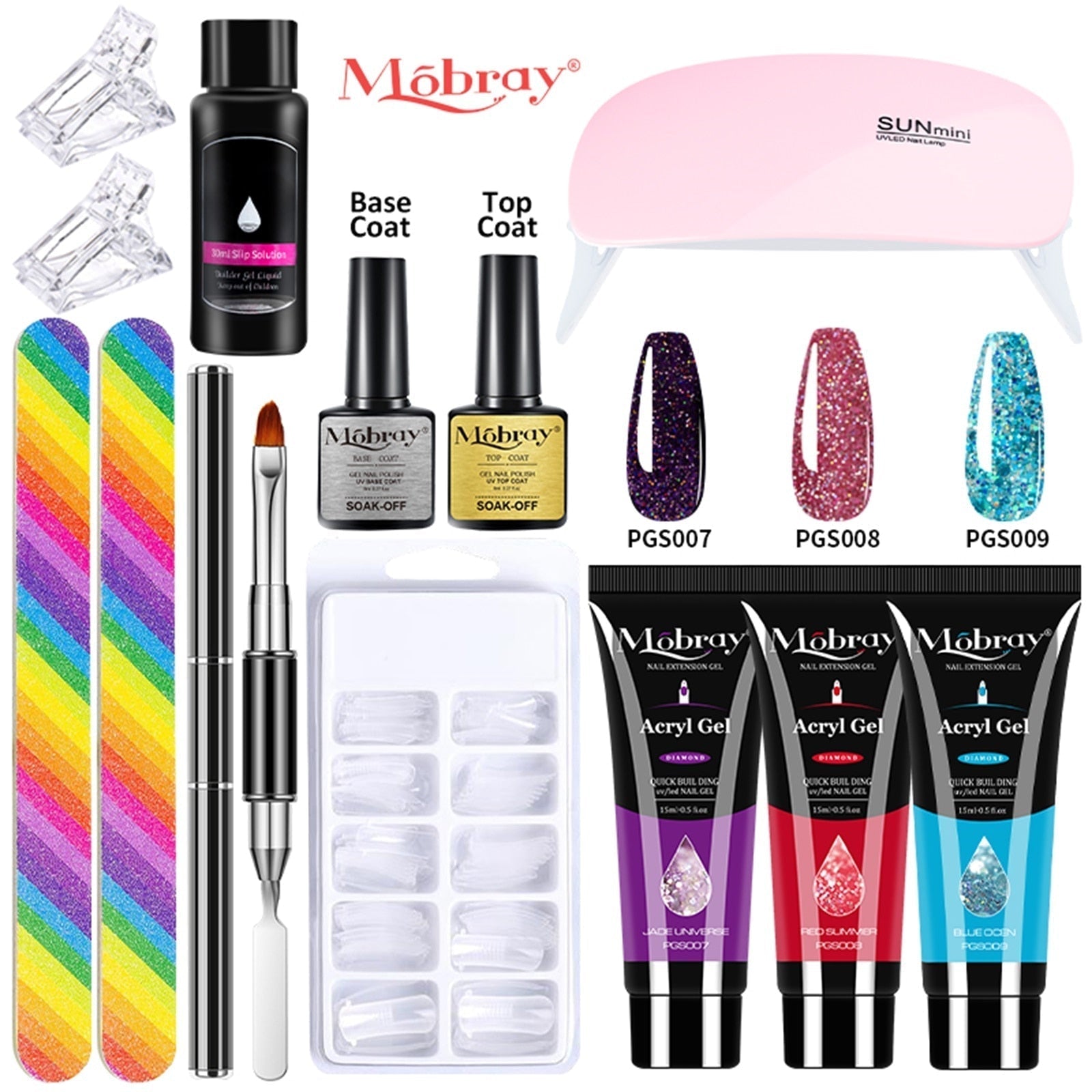 Mobray Poly Nail Gel Set Manicure Set Gel Cuticle Pusher Finger Extend Mold Nail Kit All For Quick Extension Manicure Set 13pcs-set-7