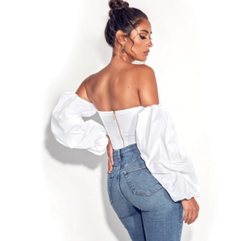Irregular Long Sleeve Sexy Fashion Crop Short Top
