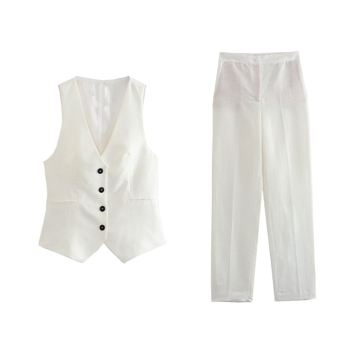 Fashion Women's Suit Set Autumn Outfits for Women Women's Suits Set 2 Elegant Pieces Woman Pants Chic Trouser Blazer white 2 3