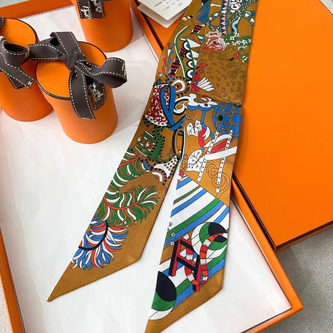 Mulberry silk silk tie bag long silk scarf star internet celebrity same style suit scarf streamer headband 2 5X 86CM