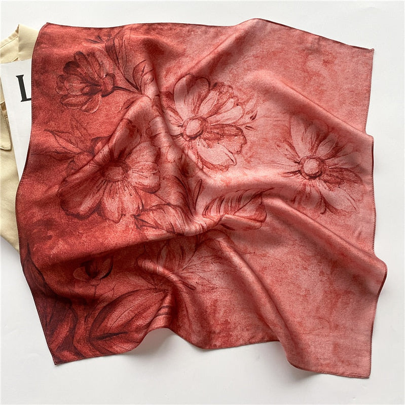 Classice 100% Silk Square Scarf Women Print Stripe Hair Band Wrist Foulard England Style Neckerchief Bandana Echarpe FZ173-2