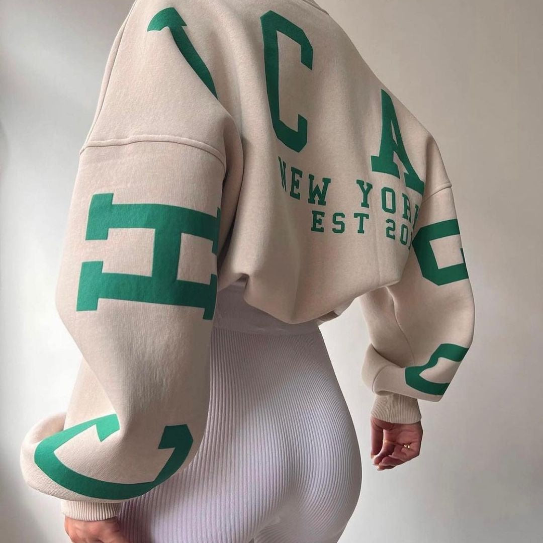 Women Casual Sweatshirts Fashion Letters Print O Neck Long Sleeve Pullovers Tops Vintage Loose Autumn Y2k Hoodies Streetwear Apricot