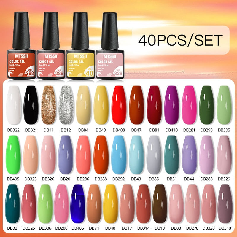 Mtssii 24/25/40/60PCS Gel Nail Polish Set Color Gel Semi Permanent UV Led Varnish Nail Art Design Soak Off Gel Set Nail Gel Set ZH20160