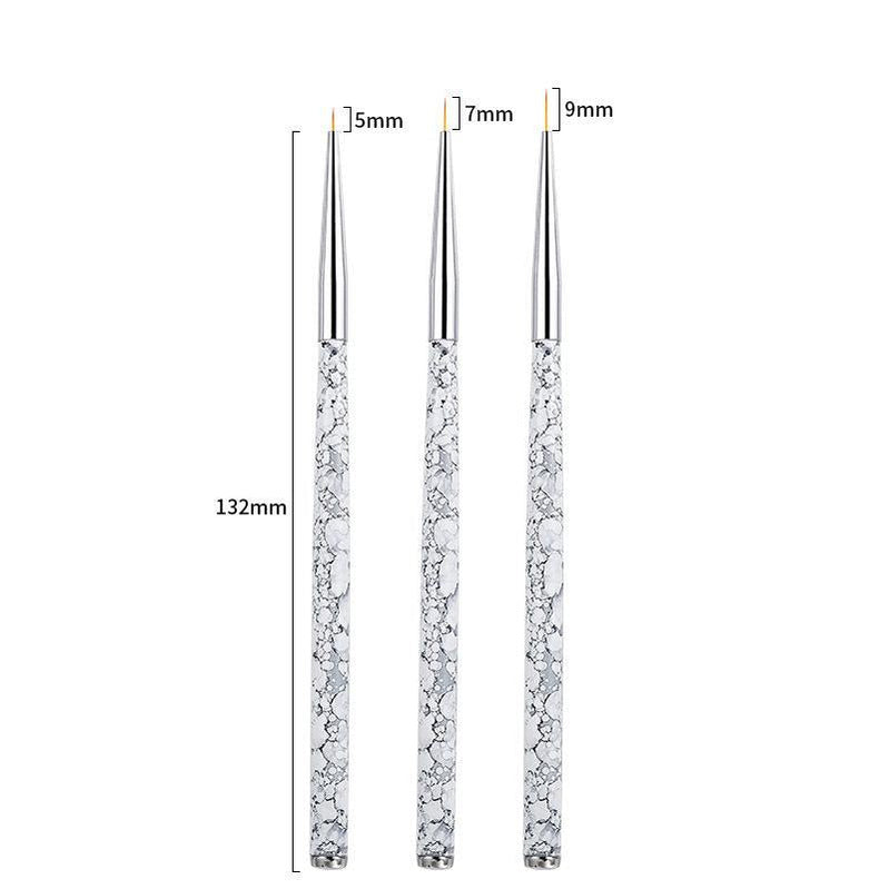 3Pcs French Stripe Nail Art Liner Brush Set 3D Tips Line Stripes DIY Drawing Pen UV Gel Brushes Painting Pen Manicure Tools 54249-1