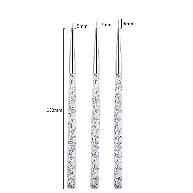 3Pcs French Stripe Nail Art Liner Brush Set 3D Tips Line Stripes DIY Drawing Pen UV Gel Brushes Painting Pen Manicure Tools 54249-1