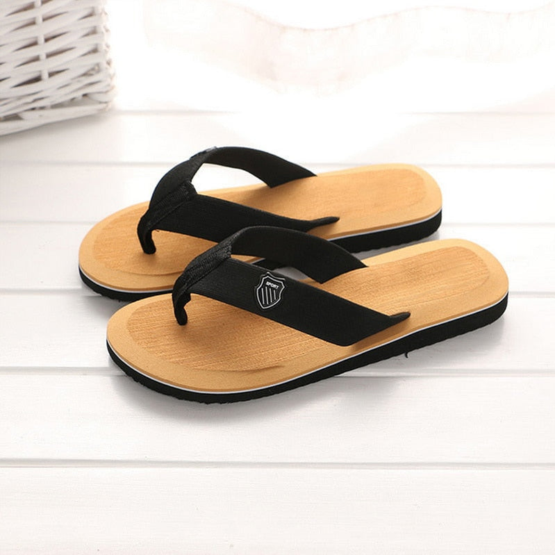 Slippers Men Flip Flops Beach Sandals Non-slip Casual Flat Shoes Slippers Indoor House Shoes for Men Outdoor Slides Light Tan