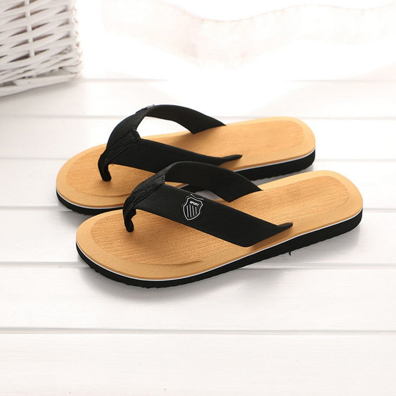 Slippers Men Flip Flops Beach Sandals Non-slip Casual Flat Shoes Slippers Indoor House Shoes for Men Outdoor Slides Light Tan