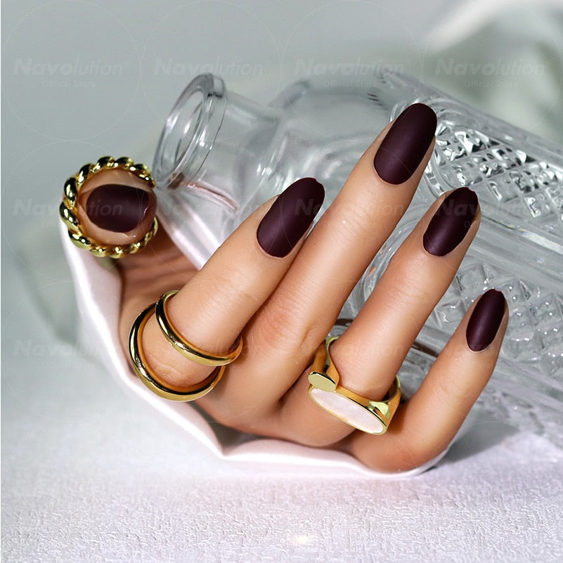 Navolution 24Pcs/Set DIY Manicure Wearable Fake Nails press on Detachable Finished Fingernails Ballet Square Head Almond Short 22