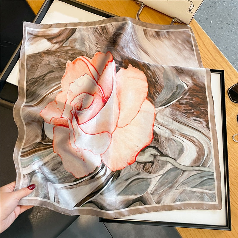 Classice 100% Silk Square Scarf Women Print Stripe Hair Band Wrist Foulard England Style Neckerchief Bandana Echarpe FZ220-1