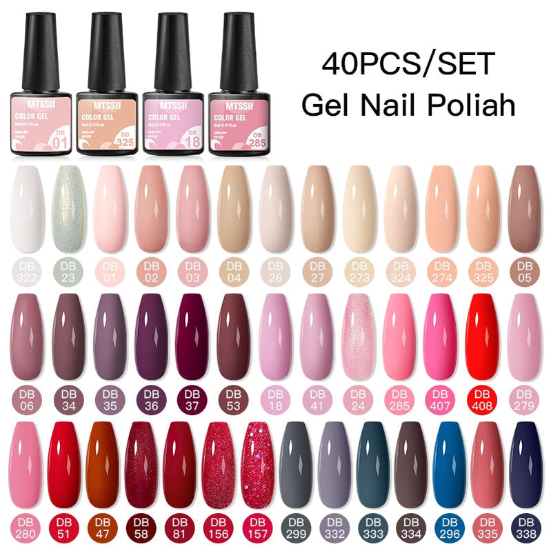 Mtssii 24/25/40/60PCS Gel Nail Polish Set Color Gel Semi Permanent UV Led Varnish Nail Art Design Soak Off Gel Set Nail Gel Set ZH20174