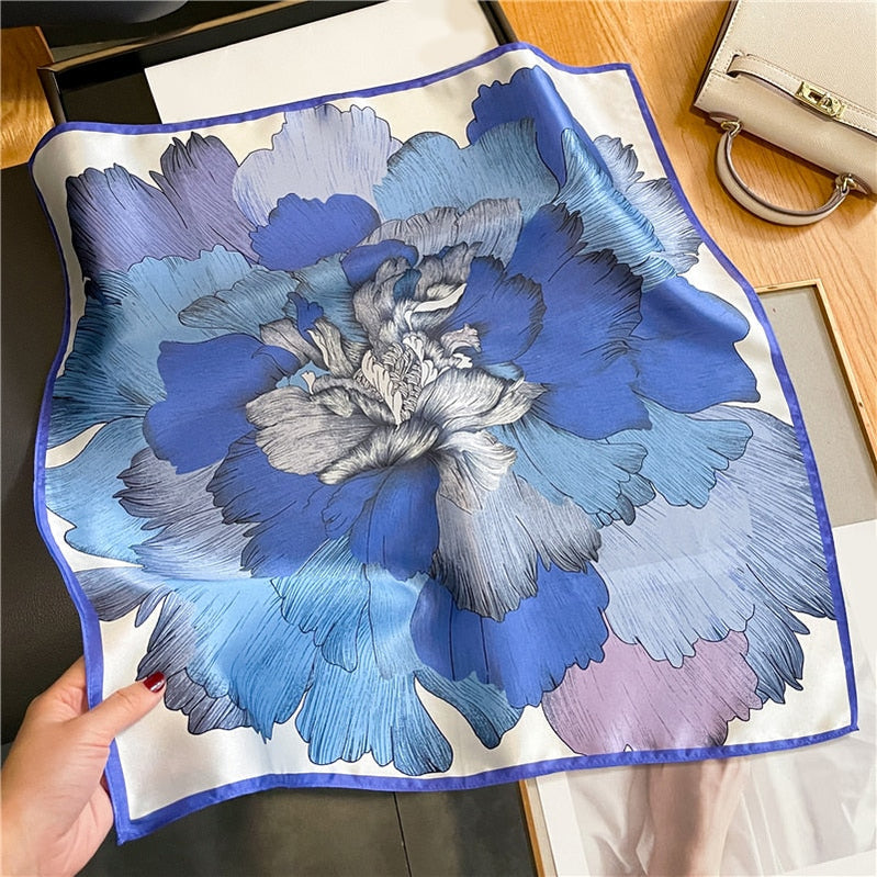 Classice 100% Silk Square Scarf Women Print Stripe Hair Band Wrist Foulard England Style Neckerchief Bandana Echarpe FZ201-3