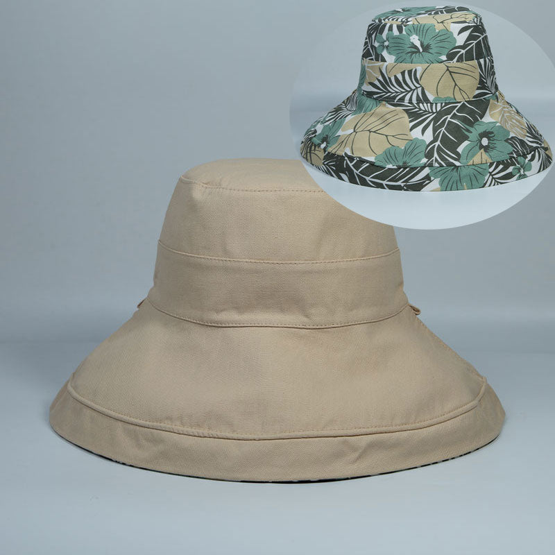 Spring Summer Print Reversible Sun Beach Hat Woman Girl Outdoor Travel Vacation Fisherman Cap Wide Brim 12.5cm Visor Hat C show Head Girth 56-58cm