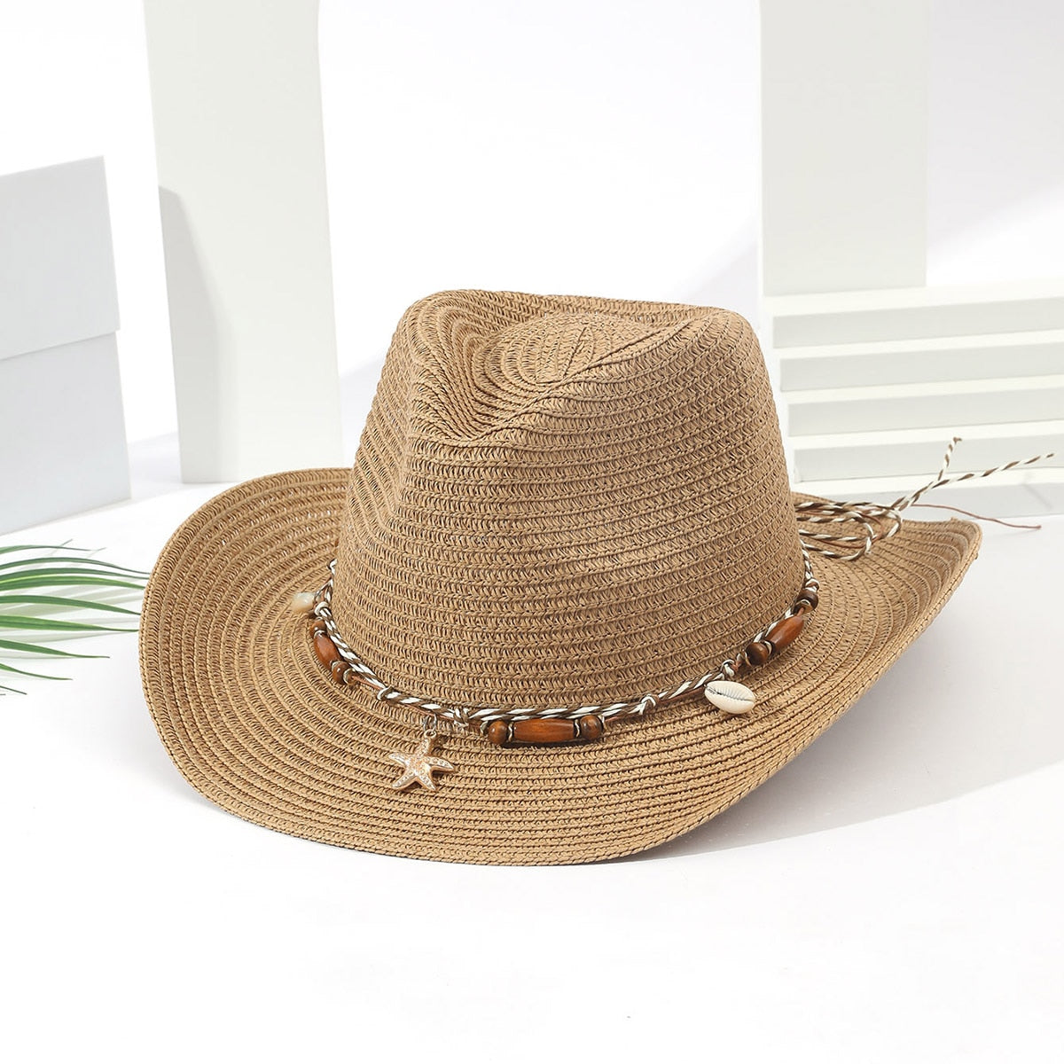 Women Pink Tassel Cowboy Hat Floppy Beach Hats Summer Straw Hats Ladies UV Protection Hat Panama Sun Hat camel 4