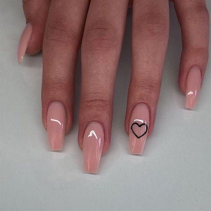 Fake Nails Heart Pattern Full Cover Fake Nails DIY Glue Press On Nails Nail Supplies For Professionals