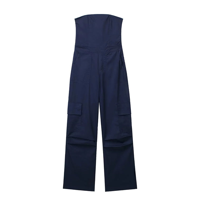 Female Jumpsuit With Pockets Long Jumpsuit Woman Spring Summer Sleeveless Cargo Jumpsuits For Women Outfit zangqingse