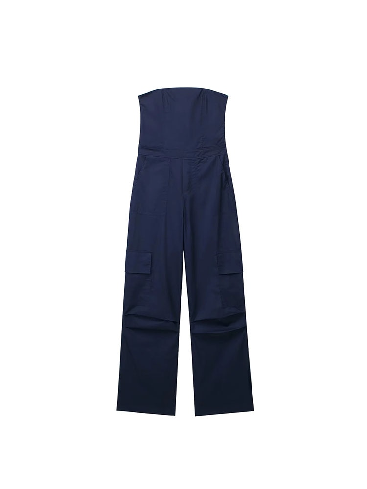 Female Jumpsuit With Pockets Long Jumpsuit Woman Spring Summer Sleeveless Cargo Jumpsuits For Women Outfit zangqingse