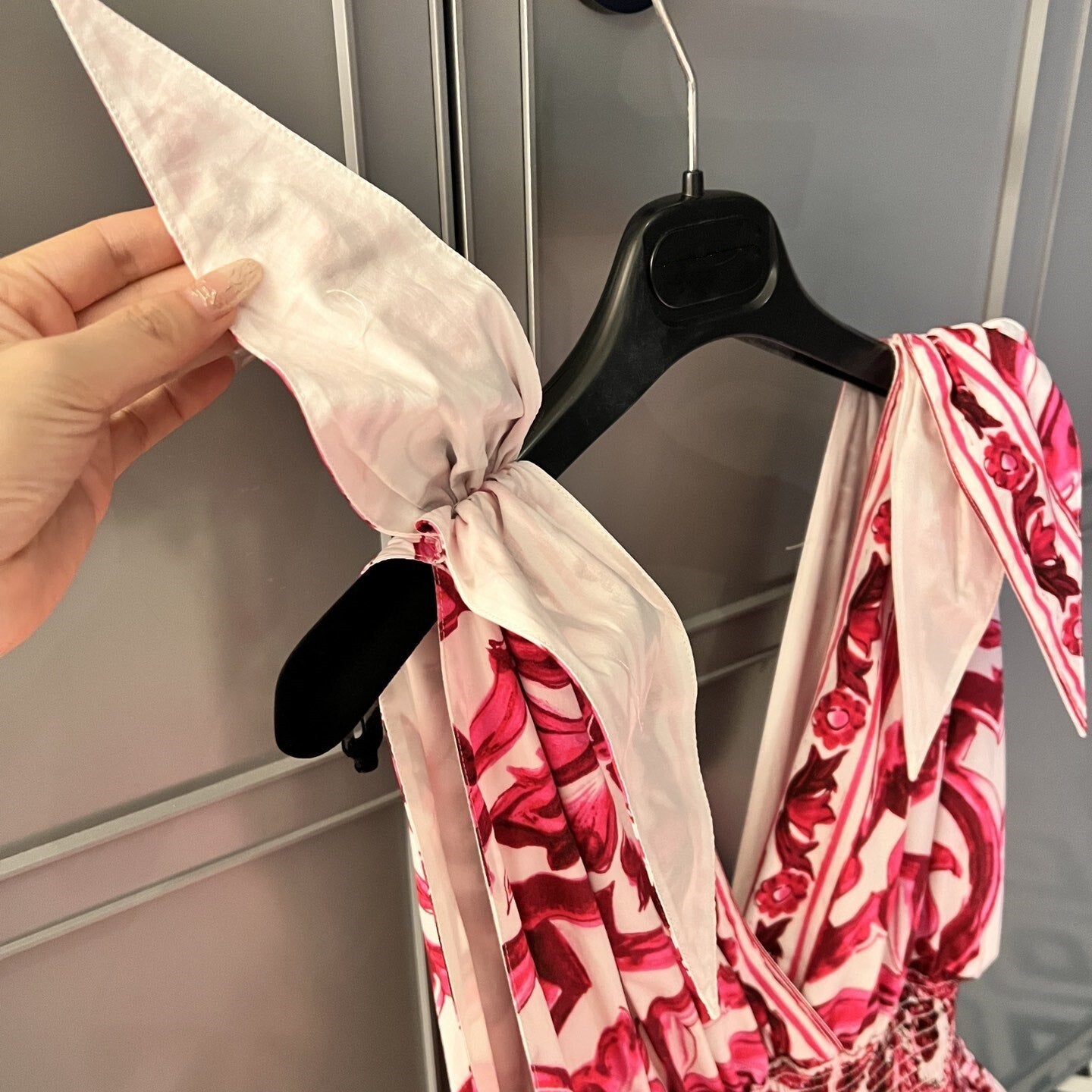 Summer Cotton Print Deep V-Neck Sleeveless Strap A-line Waist Wrap Large Hem Long Dress woman maxi skirt