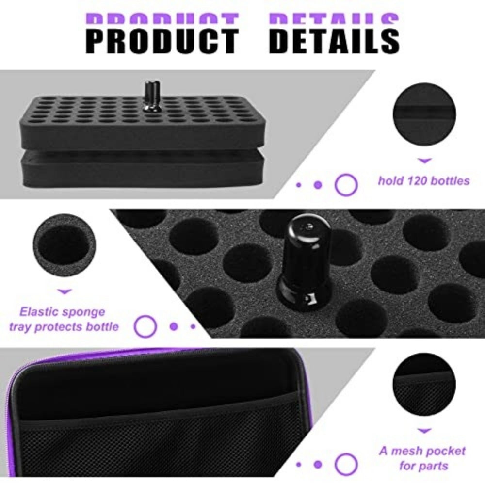 7/12/30/60/120 Slots Essential Oil Case Nail Polish Portable Storage Bag Perfume Oil Essential Oil Box Travel Carrying Holder