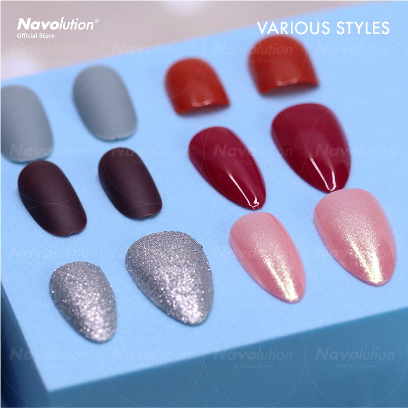 Navolution 24Pcs/Set DIY Manicure Wearable Fake Nails press on Detachable Finished Fingernails Ballet Square Head Almond Short