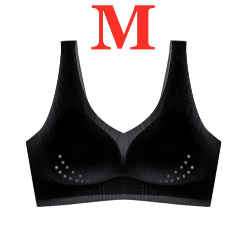 Youpin Women's Ice Silk Seamless Bra Ultra-thin No Steel Ring Breathable Antibacterial Gather One Piece Breathable Underwear Black M