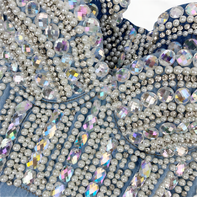 SXTHAENOO Women&#39;s Heavy Industry nailed beaded Diamond-Studded Sexy Crop Top Fashion Denim Sling Top Vset топ женский