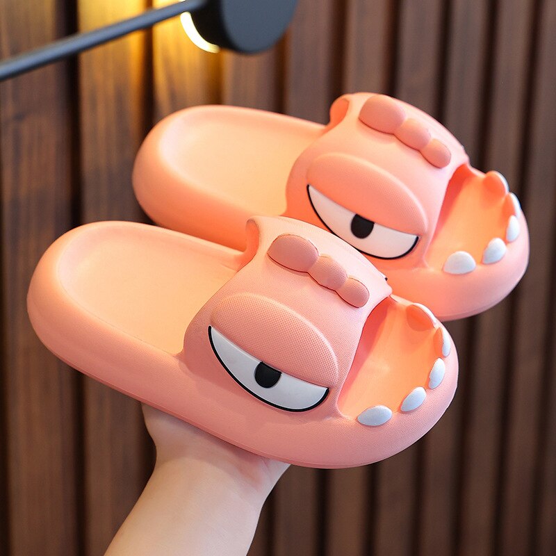Dinosaur Slippers Kids 3-15 Year Boys Home Shoes Summer Cartoon Animal Bathroom Antislip Slides Teenager Girl Cute House Slipper Pink