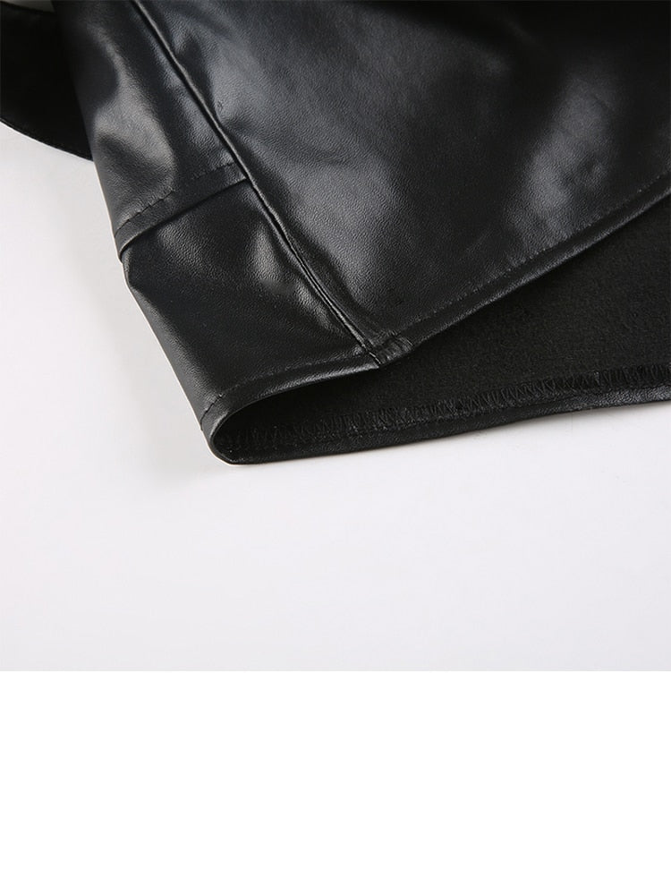 Sexy Slim Pu Leather Skirt Below The Navel With Sashes Cool Retro Zipper Mini Skirts Women Summer Streetwear Ladies