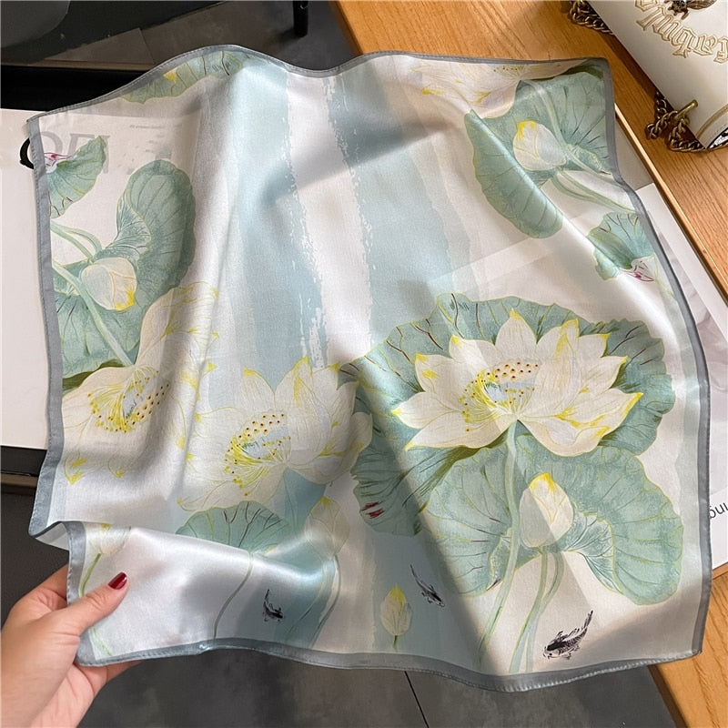 Classice 100% Silk Square Scarf Women Print Stripe Hair Band Wrist Foulard England Style Neckerchief Bandana Echarpe FZ183-1