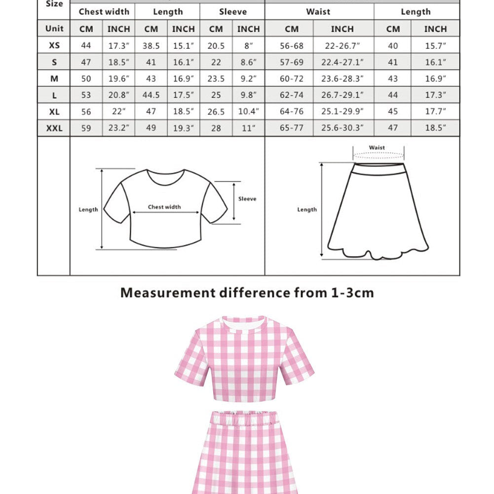 Margot Cosplay Pink Plaid Dress Up Hat Women Costume Movie Roleplay Fantasia Halloween Party Clothes For Disguise B