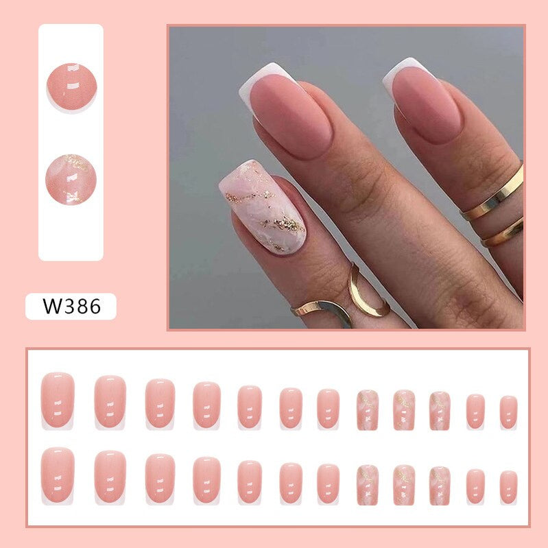 Reusable Adhesive Nail Short False Nails Press On Nails Tips Nails Fake Manicure With Glue Decorated False Nails Z386