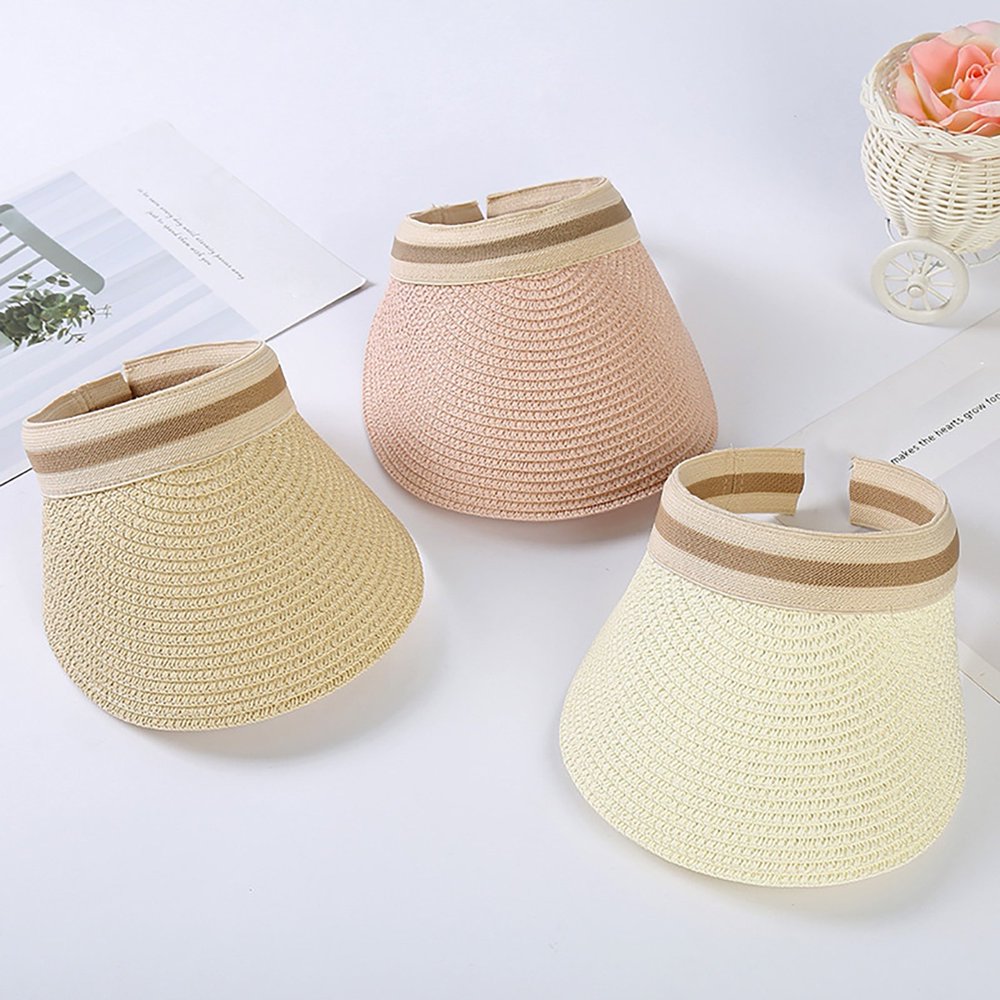 Foldable Straw Sun Visor for Women with Wide Brim Perfect for Outdoor Activities Beach and Picnics (White) fast ship