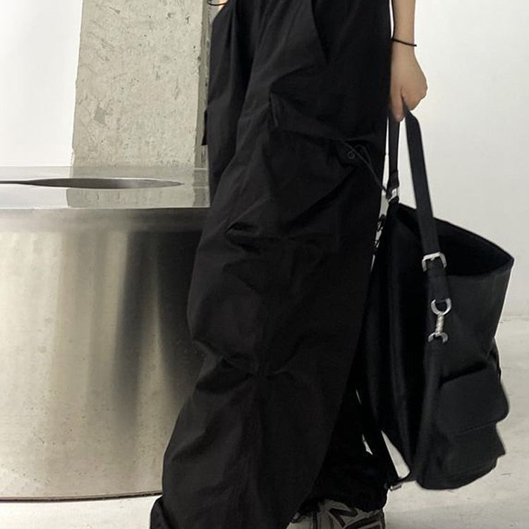 Zoki Streetwear Hip Hop Cargo Pants Women Fashion Pockets Oversize Loose Trousers Summer Bf Korean High Waist Wide Leg Pants New