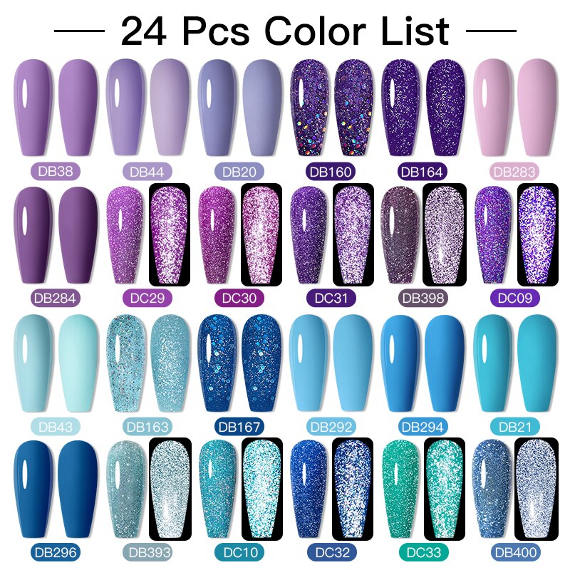 Mtssii 24/25/40/60PCS Gel Nail Polish Set Color Gel Semi Permanent UV Led Varnish Nail Art Design Soak Off Gel Set Nail Gel Set T24PCS-10