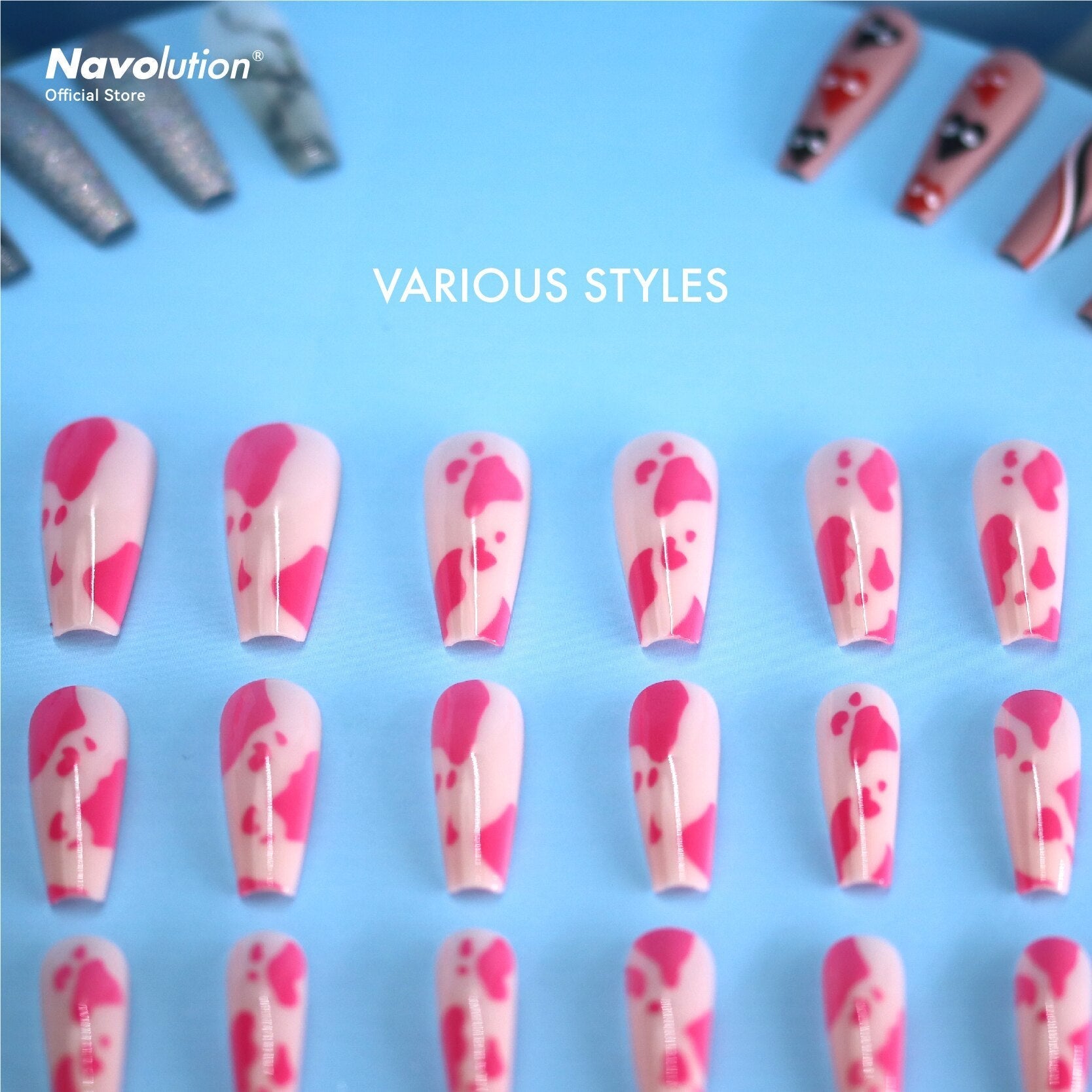 Navolution 24Pcs/Set DIY Manicure Wearable Fake Nails press on Detachable Finished Fingernails Ballet Square Head Almond Short