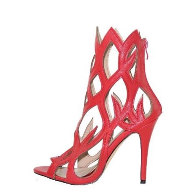 Hollow Cover Heel Zipper Women Sandals Newest Roman Shoes Irregular High Heels Gladiator Sexy Peep Toe Summer Shoes on Heel