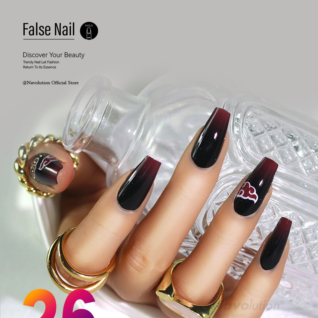 Navolution 24Pcs/Set DIY Manicure Wearable Fake Nails press on Detachable Finished Fingernails Ballet Square Head Almond Short 26