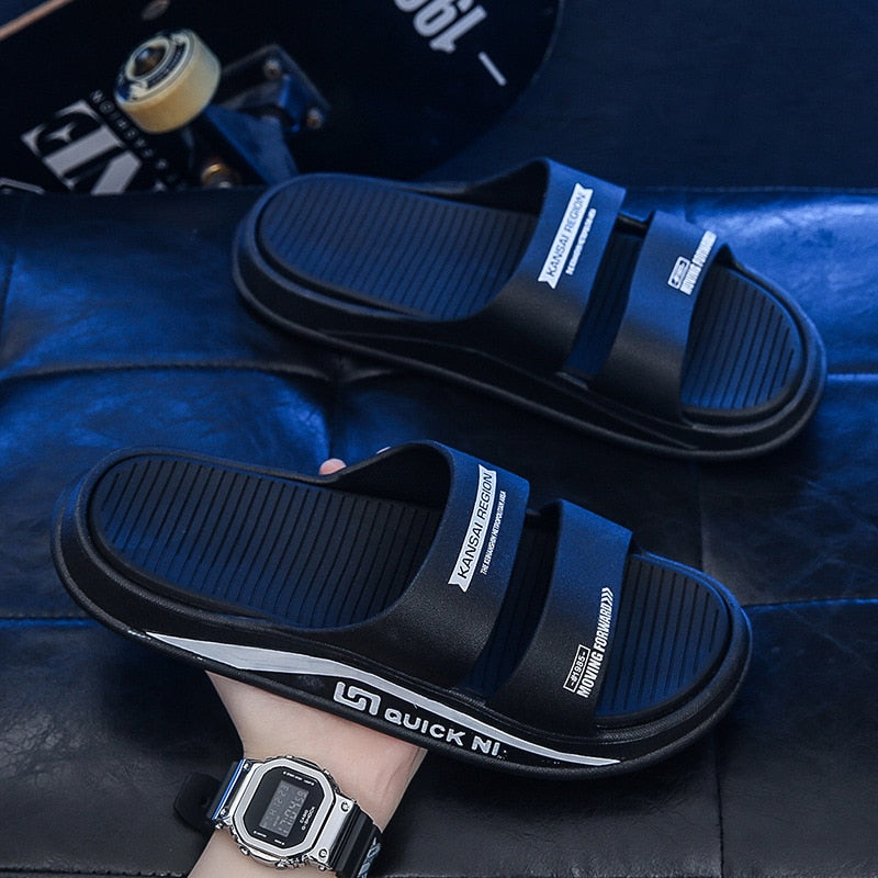 JOYWILL Summer Men&#39;s Slippers EVA Soft Bottom Non-slip Slippers Fashion Lightweight Outdoor Beach Flip Flops Shoes For Men Black-B Spain