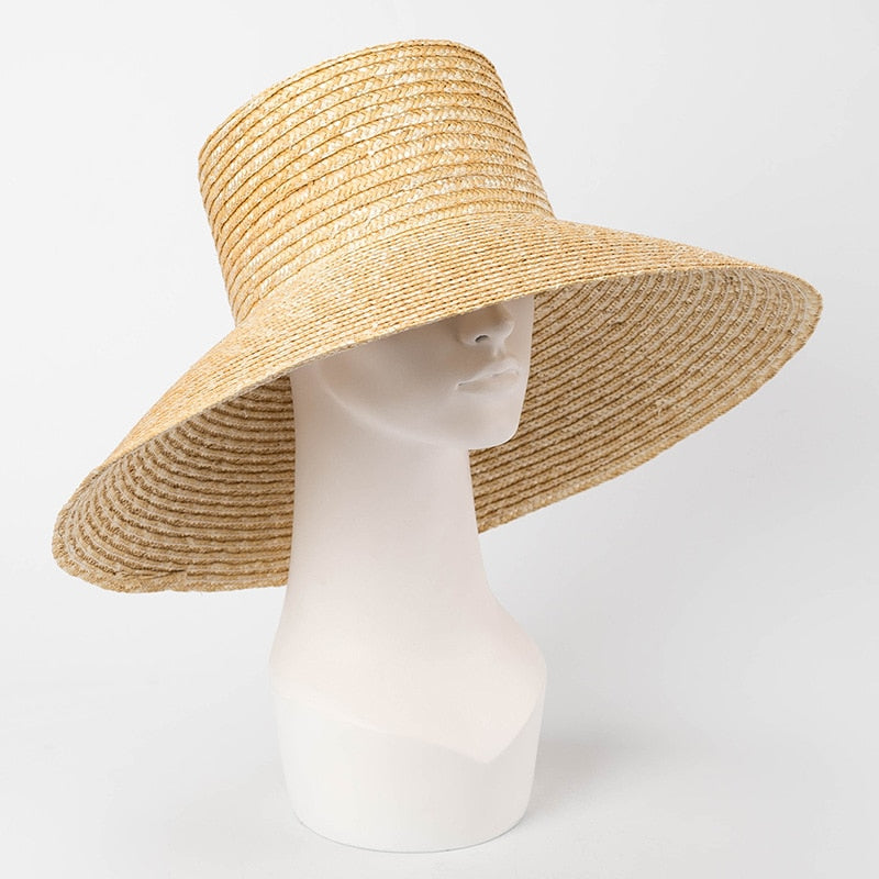 Wide Brim Beach Hats With Neck Tie For Women Large UV Protection Sun Hats Summer Big Brim Wheat Straw Hats Wholesale